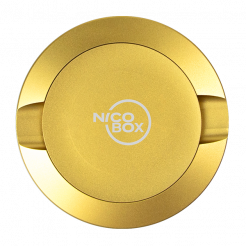 Gold Nicobox transport box for nicotine pouches in aluminium