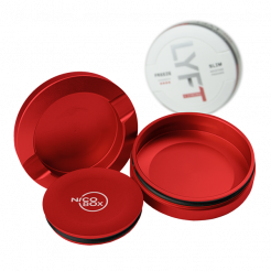 Boite de transport Nicobox pour nicotine pouches en aluminium rouge