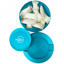 Boite de transport Nicobox pour nicotine pouches en aluminium Bleu