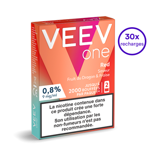 Pack VEEV ONE Fruit du dragon Fraise 30 recharges 9 mg/mL
