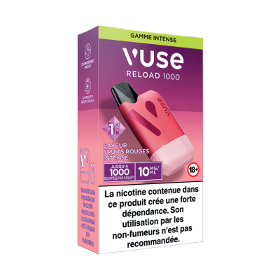Puff rechargeable VUSE Reload 1000 box Saveur Fruits Rouges Intense 10mg Puff rechargeable VUSE Reload 1000 box Saveur Fruits Rouges Intense 10mg