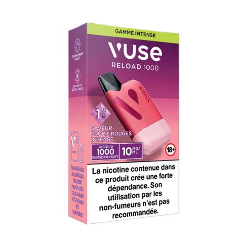 Puff rechargeable VUSE Reload 1000 box Saveur Fruits Rouges Intense 10mg Puff rechargeable VUSE Reload 1000 box Saveur Fruits Rouges Intense 10mg
