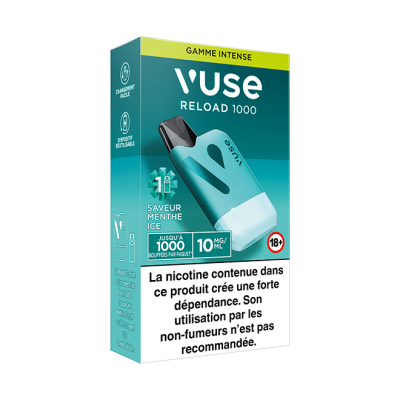 Puff rechargeable VUSE Reload 1000 box Saveur Menthe Ice 10mg Puff rechargeable VUSE Reload 1000 box Saveur Menthe Ice 10mg