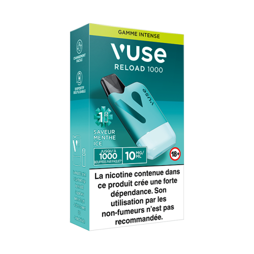 Puff rechargeable VUSE Reload 1000 box Saveur Menthe Ice 10mg Puff rechargeable VUSE Reload 1000 box Saveur Menthe Ice 10mg