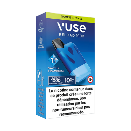 Puff rechargeable VUSE Reload 1000 box Saveur Framboise 10mg Puff rechargeable VUSE Reload 1000 box Saveur Framboise 10mg