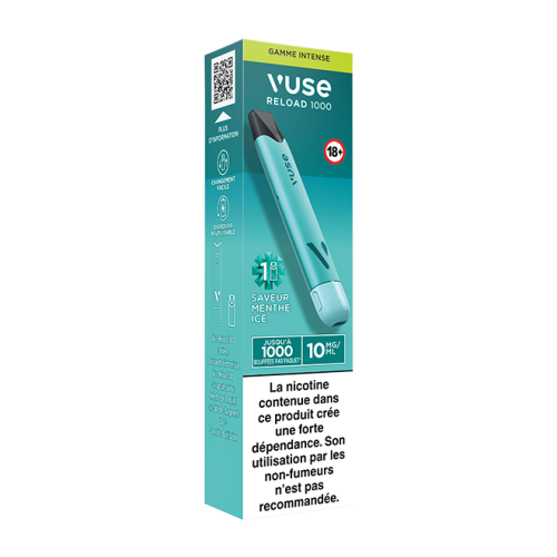 Puff rechargeable VUSE Reload 1000 bar Saveur Menthe Ice 10mg Puff rechargeable VUSE Reload 1000 bar Saveur Menthe Ice 10mg