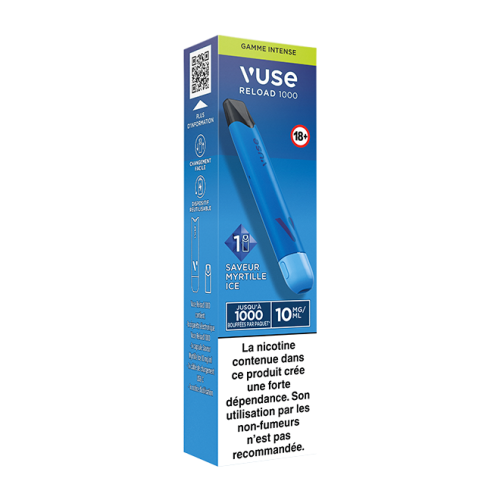 Puff rechargeable VUSE Reload 1000 bar Saveur Myrtille Ice 10mg Puff rechargeable VUSE Reload 1000 bar Saveur Myrtille Ice 10mg
