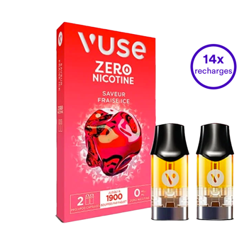 Pack VUSE Fraise Ice 14 recharges 0 mg/mL