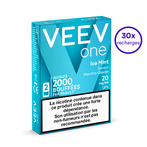 Pack VEEV ONE Menthe Glacée 30 recharges 20 mg/mL