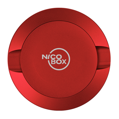 Nicobox transportkasse til nikotin pouches i rød aluminium